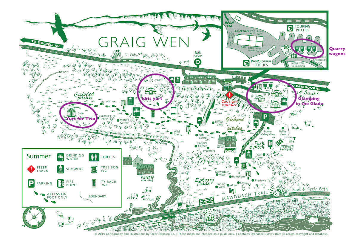 map of site, Glamping snowdonia